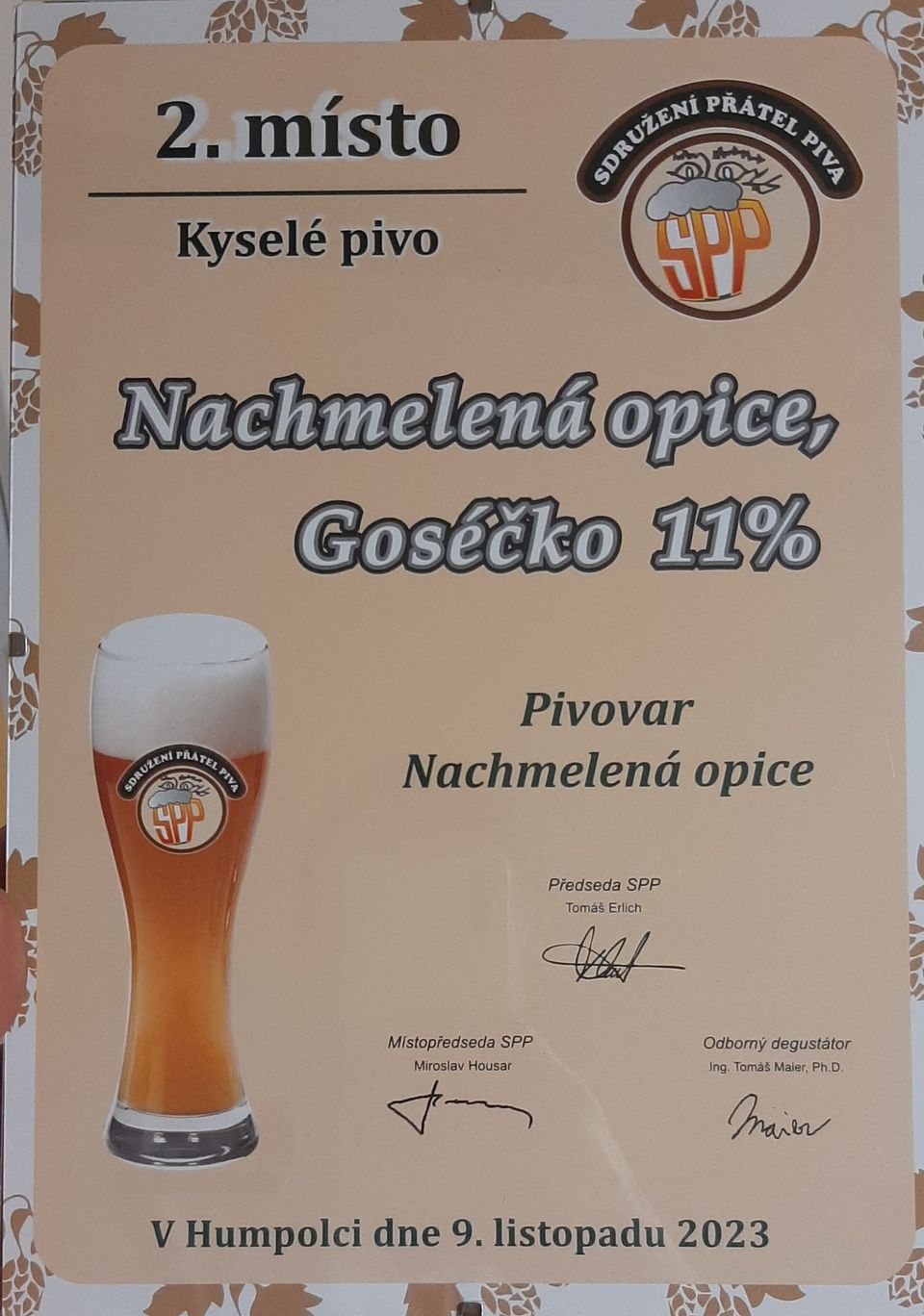 Goséčko 11% Černý Rybíz: 2nd place Sour beer 2023, Sdružení přátel piva