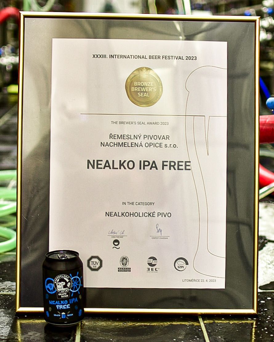 Nealko IPA FREE: 3.místo Zlatá pivní pečeť 2023