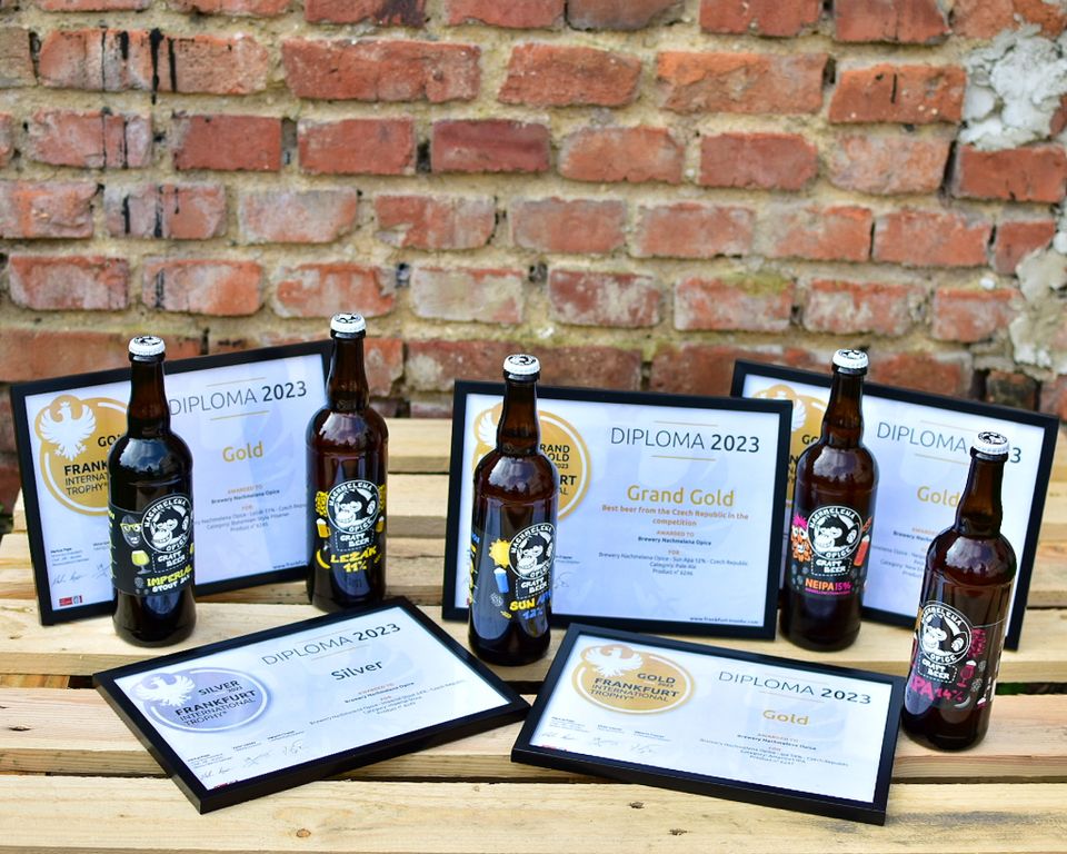 Ležák 11%, IPA 14%, NEIPA 15% Amarillo&Citra&Sabro Gold medal and Imperial Stout 24% Silver medal: Frankfurt International Trophy 2023